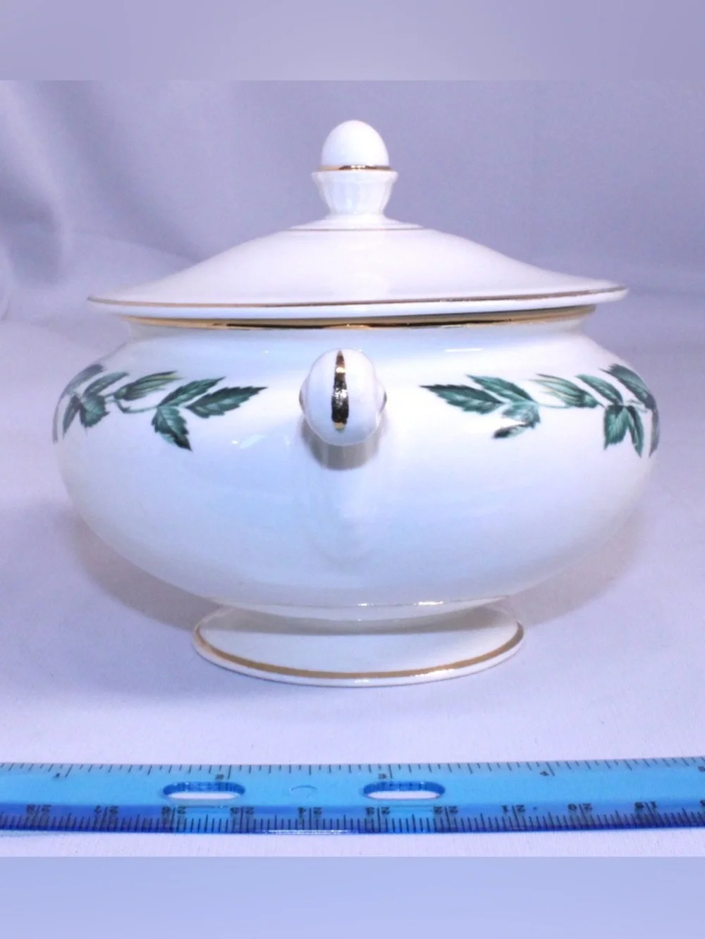 Classic Vintage Homer Laughlin lidded sugar bowl in Nassau pattern White Rose
